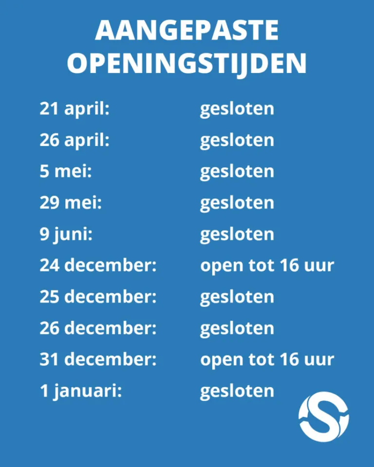 Onze aangepaste openingstijden in 2025
