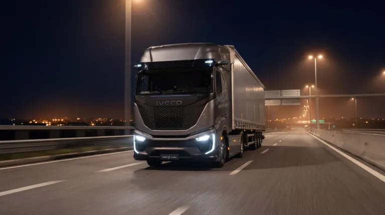 IVECO S-eWay op de snelweg in de nacht