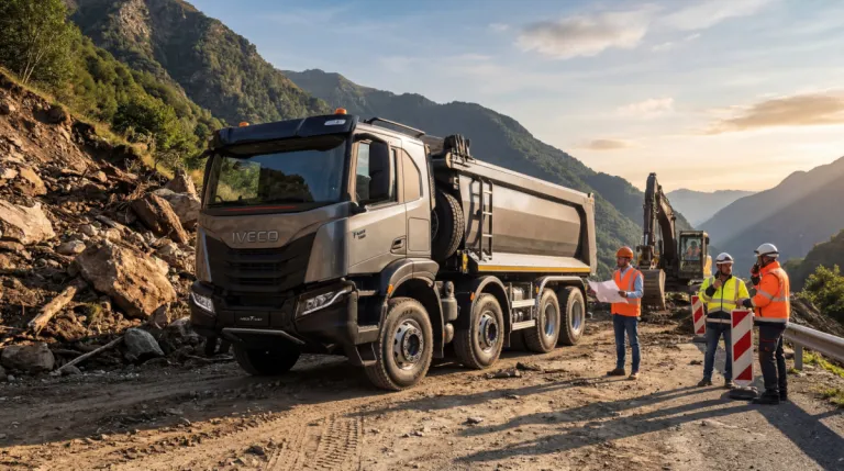 IVECO T-Way kipper op een bergweg