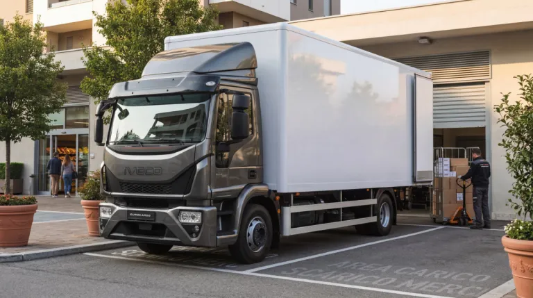 IVECO Eurocargo bij een laadadres in de stad