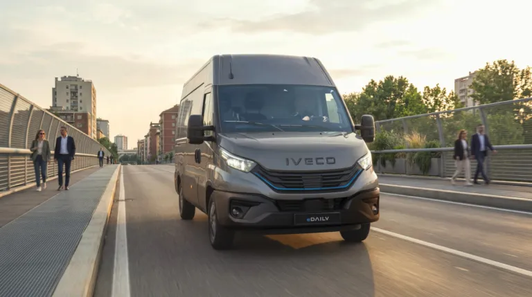 IVECO eDaily bestelwagen rijdend over een brug