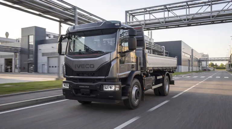 IVECO Eurocargo kipper rijdend in de stad