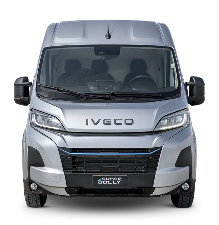 Elektrische IVECO eSuper Jolly bestelwagen met hoog dak, vooraanzicht